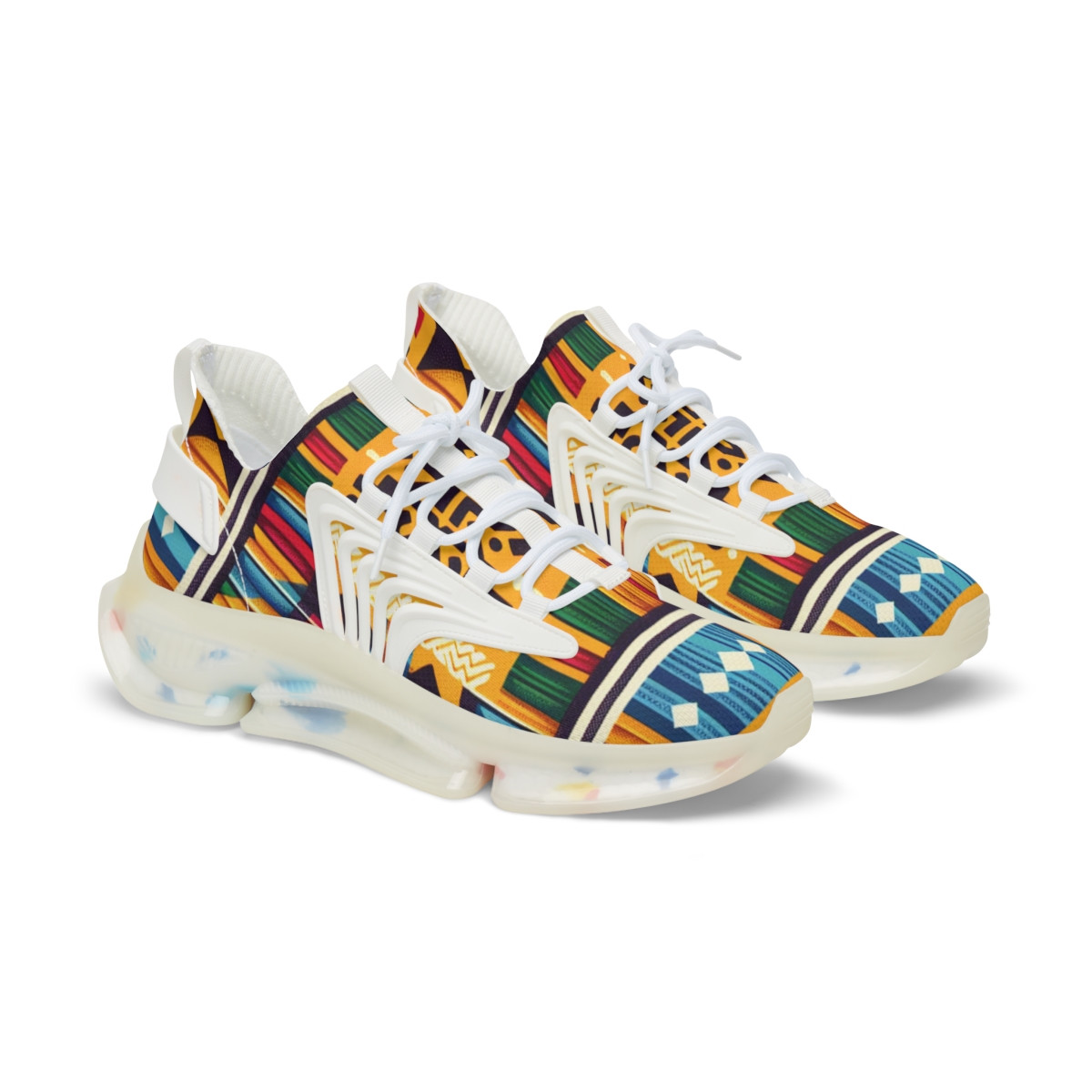 "AfroStride Vibrant Kente Kicks" - Men's Mesh Sneaker