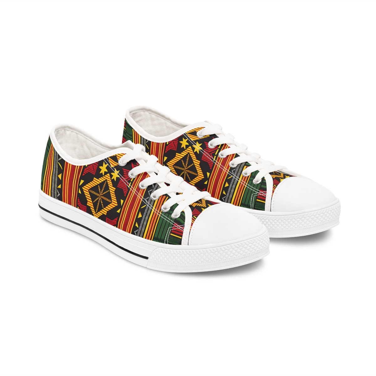"AfroPride Kente Kicks" - Women's Lowtop Sneakers