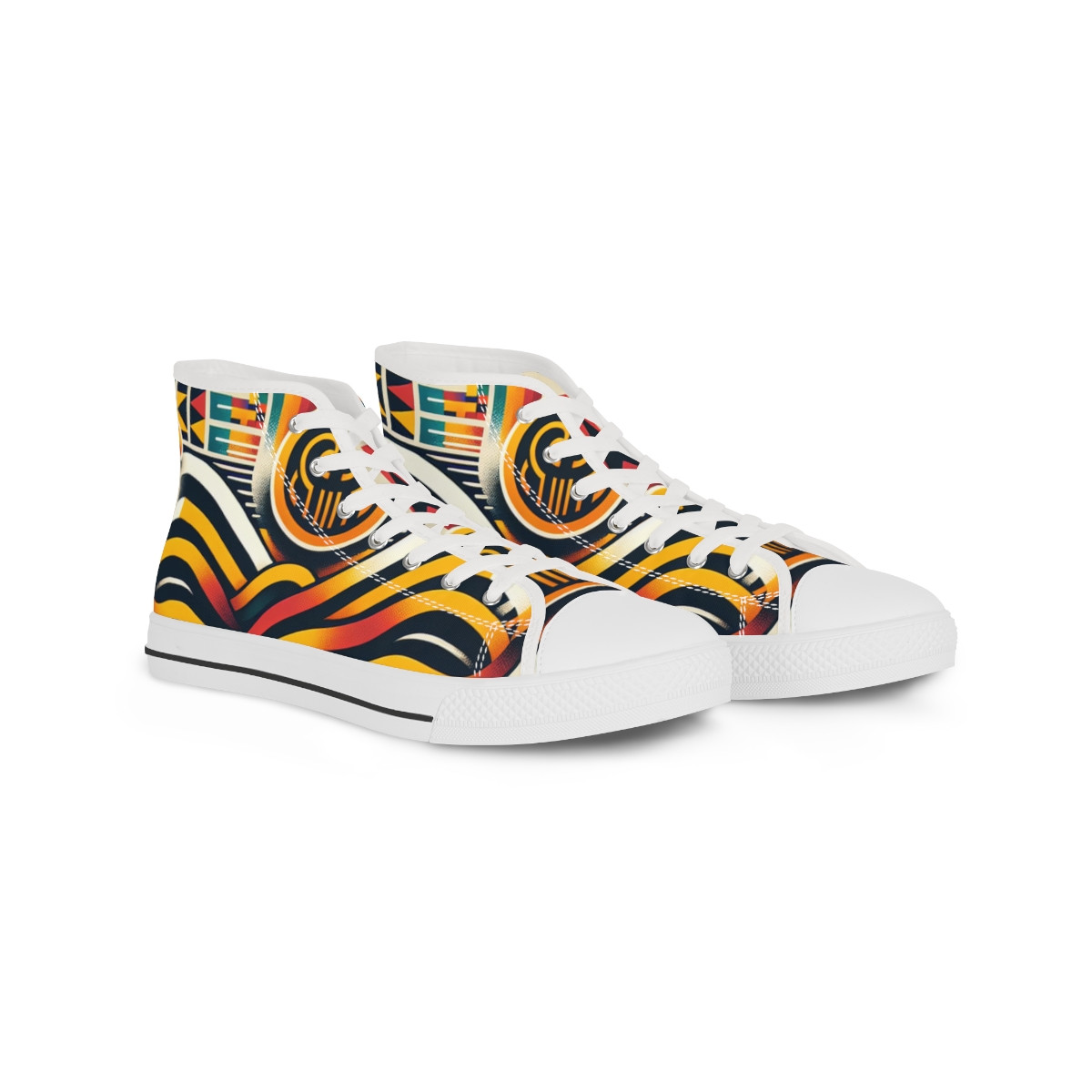 "Heritage Stride: Kente Fusion Sneakers" - Men's High top Sneakers