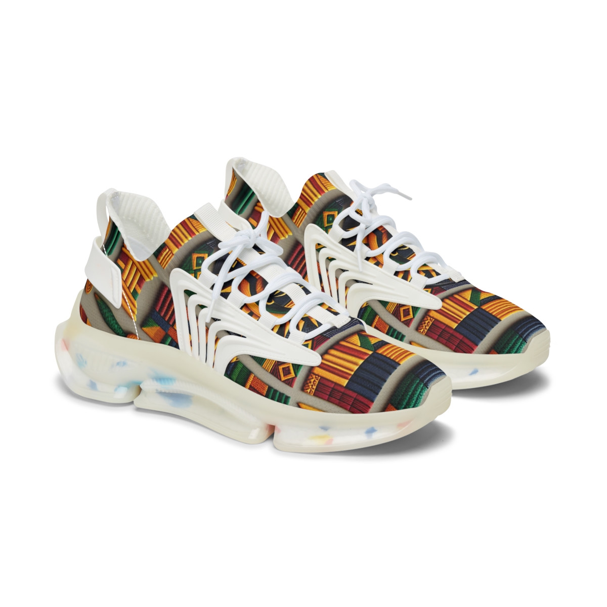"AfroSync Kente Kicks" - Women's Mesh Sneaker