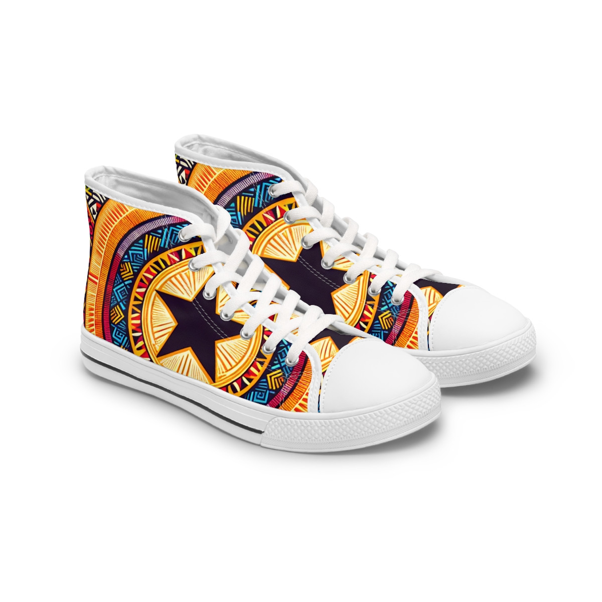 "Ashanti Stride: Heritage Kente Sneakers" - Womn's High top Sneakers