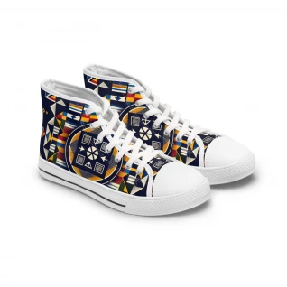 "AfroRhythm Kente Kicks" - Womn's High top Sneakers