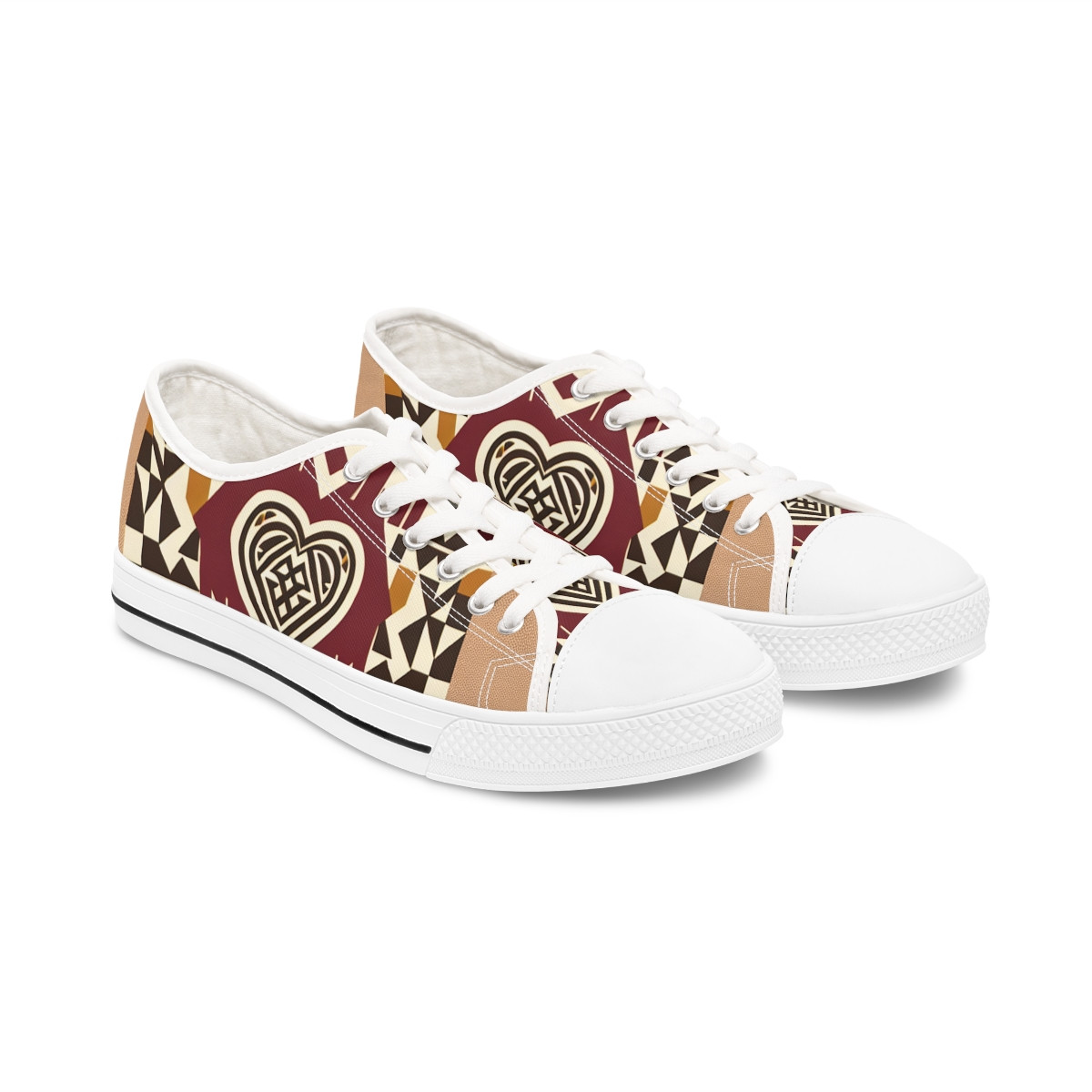 "AfroFusion Steps: Kente Kaleidoscope Sneakers" - Women's Lowtop Sneakers