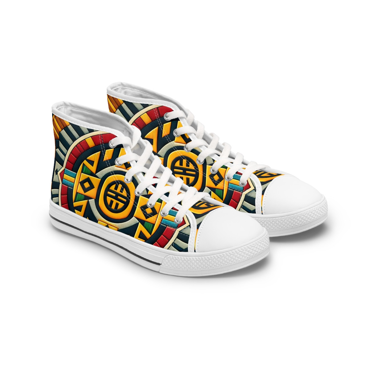 "KenteKicks: Tribal Trek Footwear" - Womn's High top Sneakers