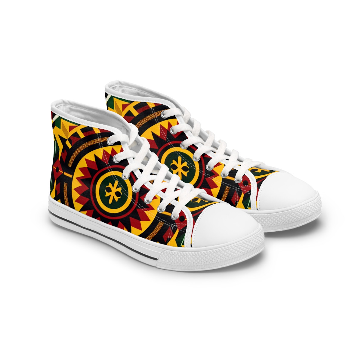 "Kente Kicks: AfroFusion Footwear" - Womn's High top Sneakers