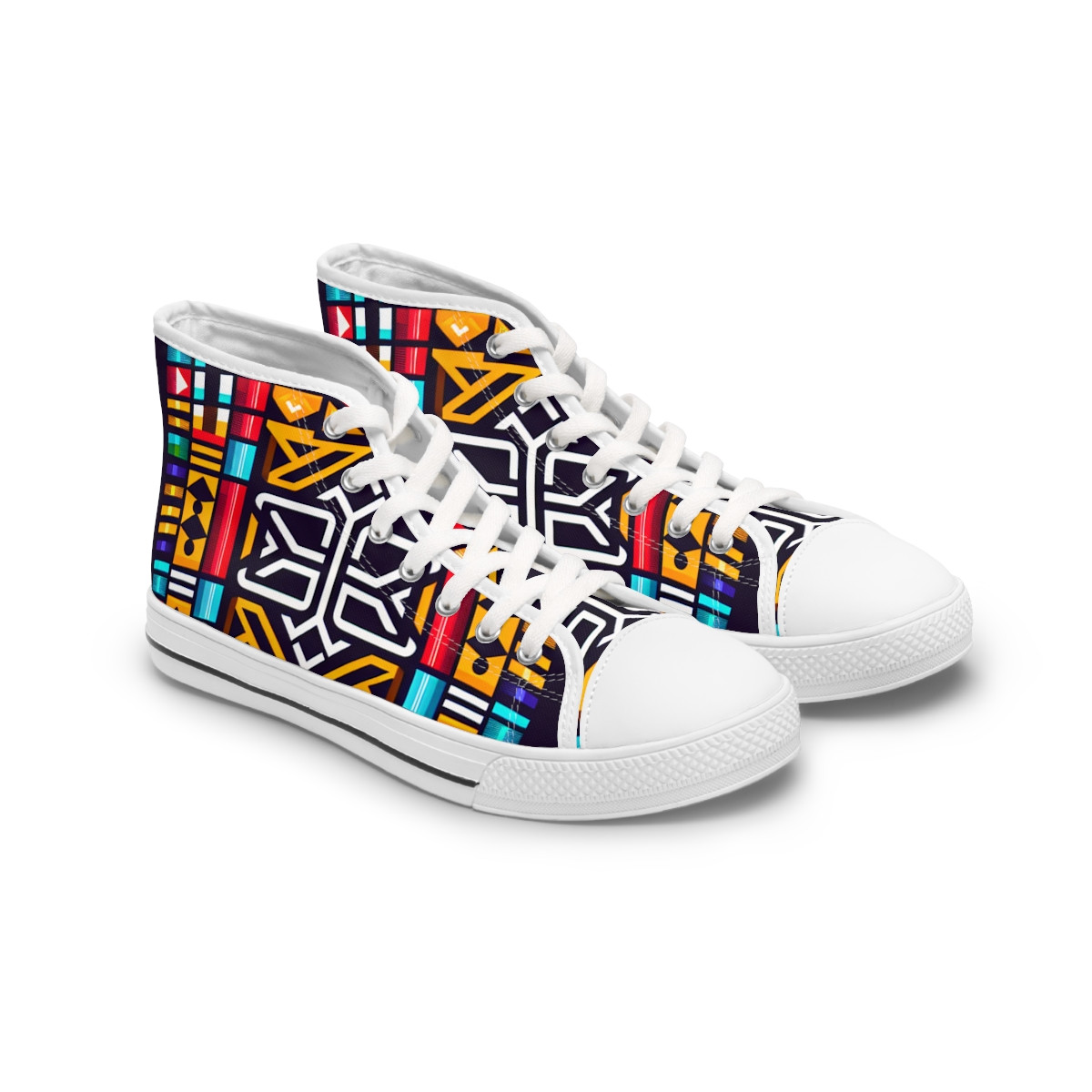 "AfroFusion Kente Kicks" - Womn's High top Sneakers