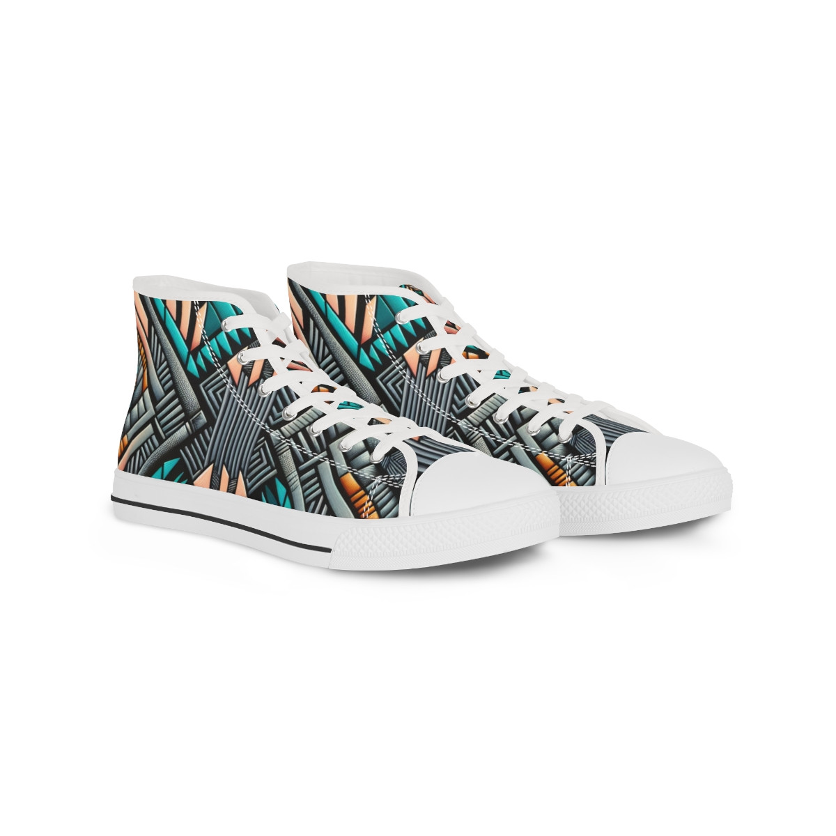 "TraditionStride: Kente Kaleidoscope Kicks" - Men's High top Sneakers