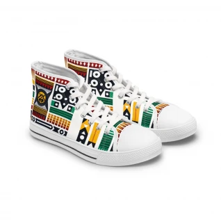 "AfroFusion Kente Kicks" - Womn's High top Sneakers