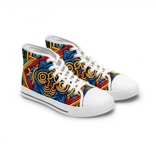 "AfroStride Kente Kicks" - Womn's High top Sneakers