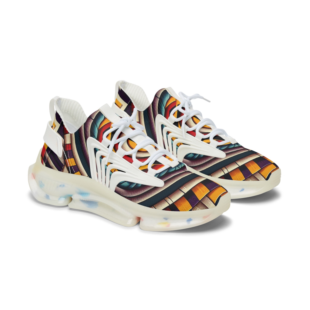 "AfroFusion Kente Kicks" - Women's Mesh Sneaker