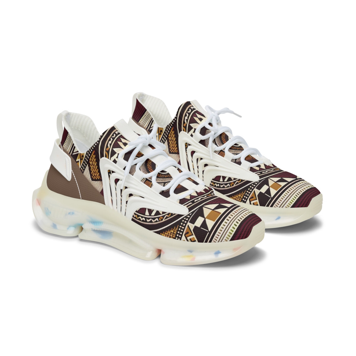 "AfroStride: Kente Kaleidoscope Kicks" - Women's Mesh Sneaker