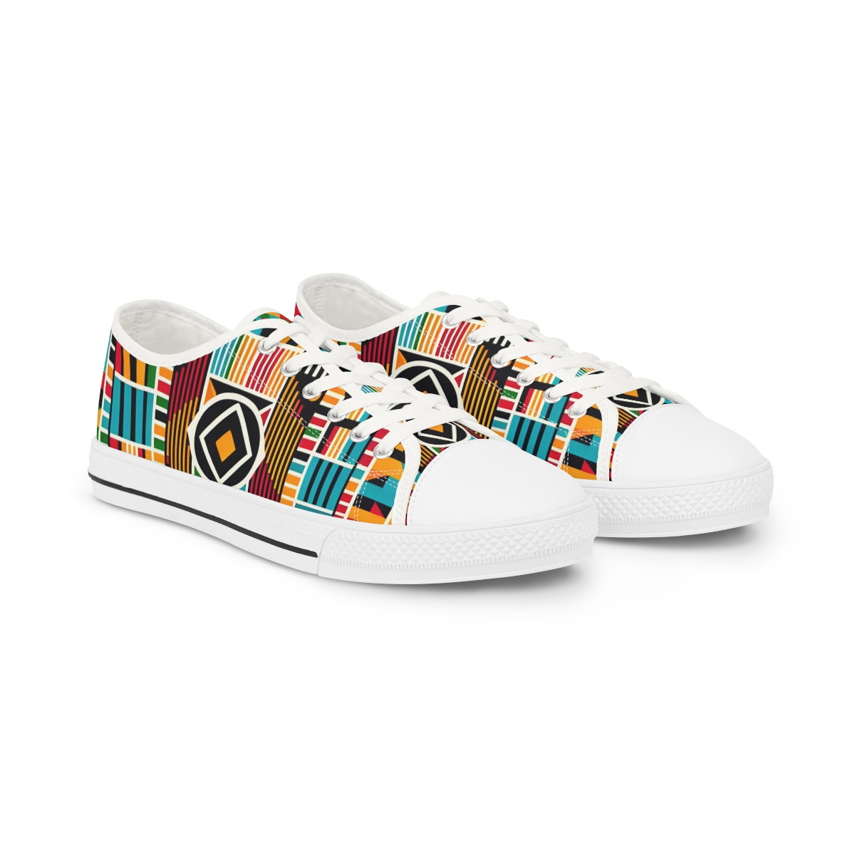 "AfricoStride: Artisan Kente-Kicks" - Men's Lowtop Sneakers