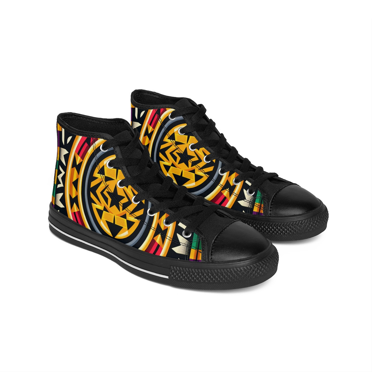 "Vibrant Stride Tribal Kicks" - Men's Classic Sneakers