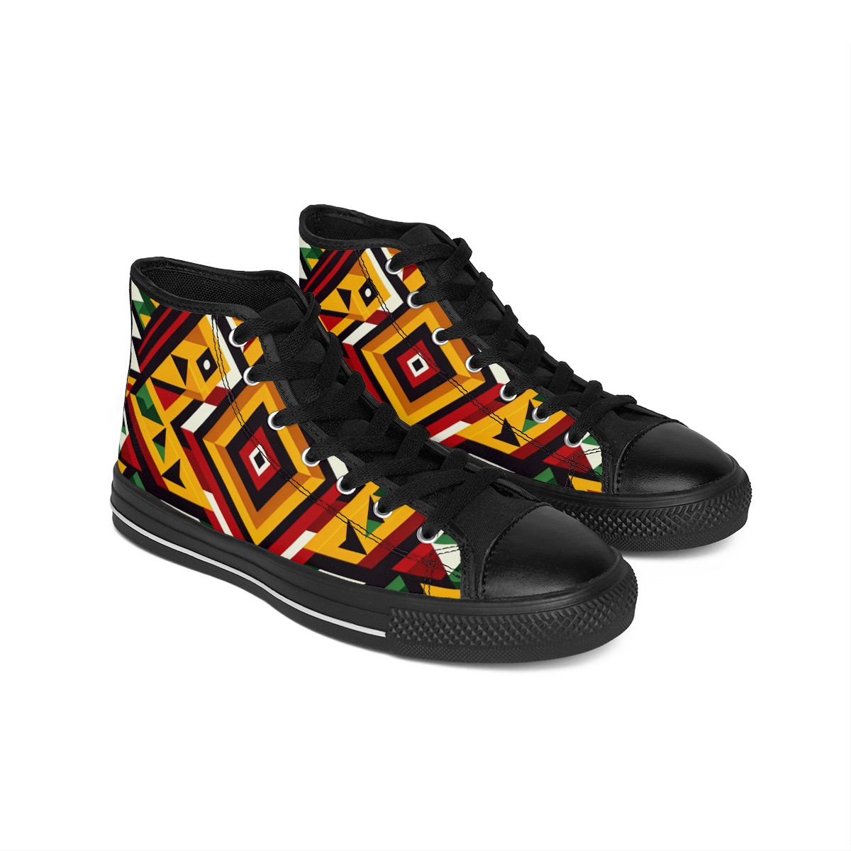 "Kente Kaleidoscope Kicks" - Women's Classic Sneakers