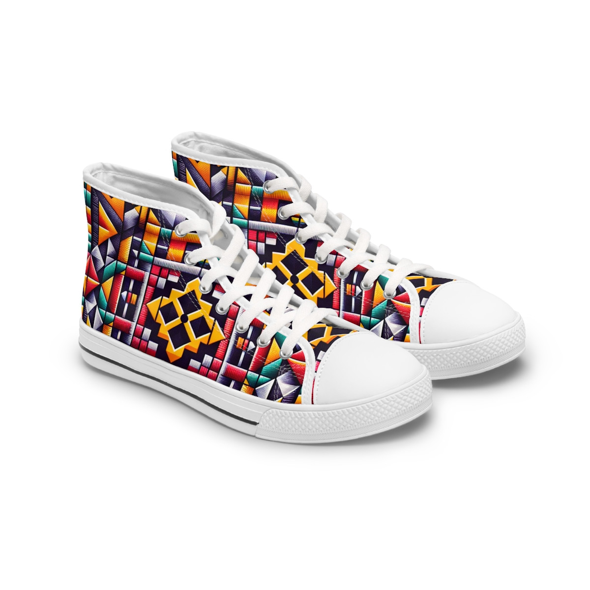 "AfroFusion Kente Kicks" - Womn's High top Sneakers