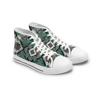 "Heritage Stride: Kente Infusion Sneakers" - Womn's High top Sneakers