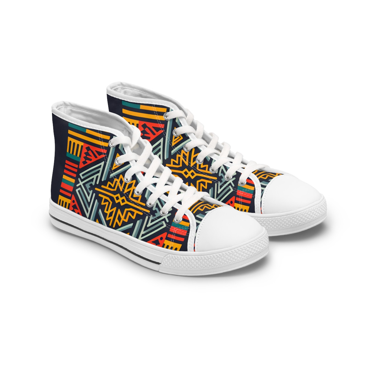 "African Rhythm Kente Kicks" - Womn's High top Sneakers