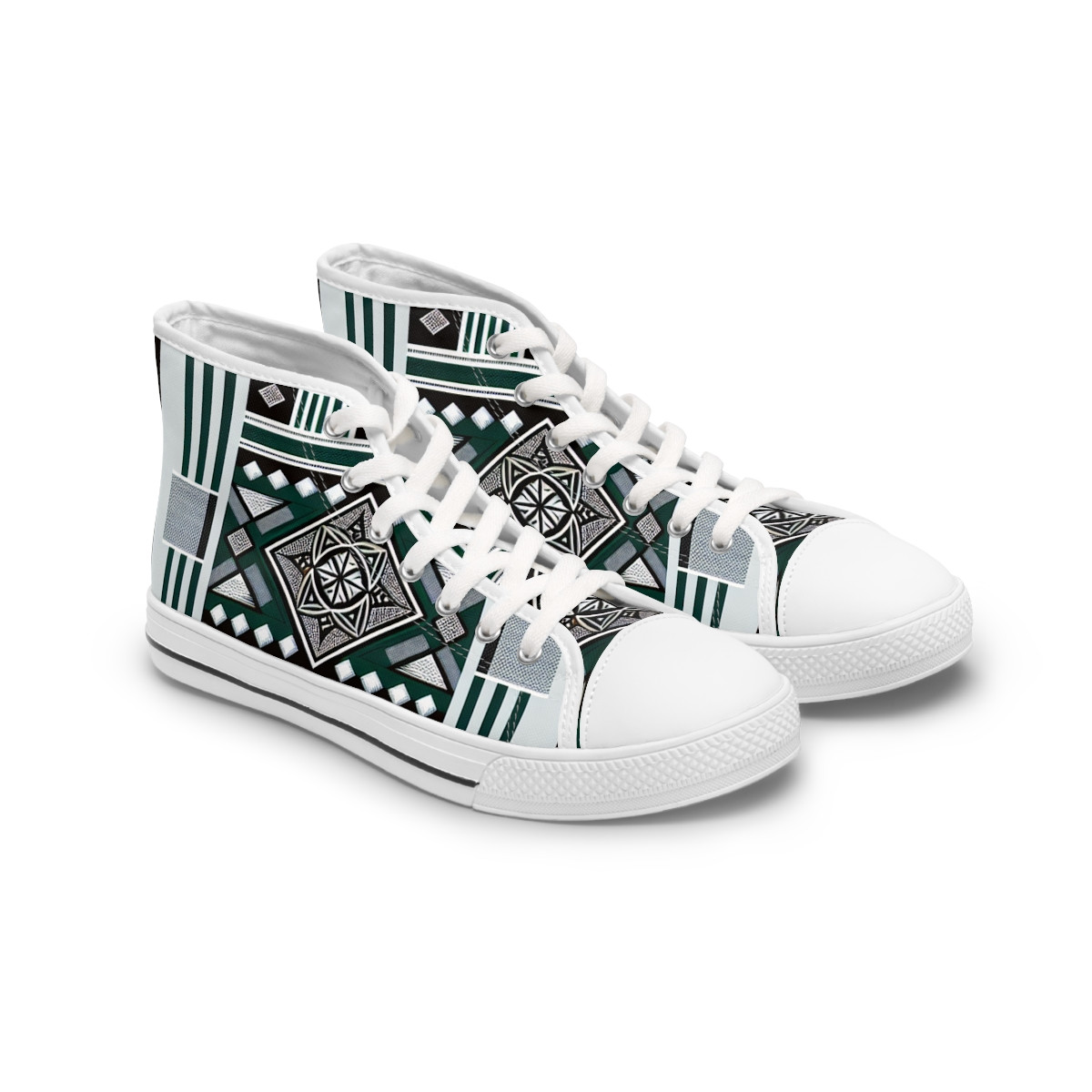 "Heritage Stride: Kente Kaleidoscope Sneakers" - Womn's High top Sneakers