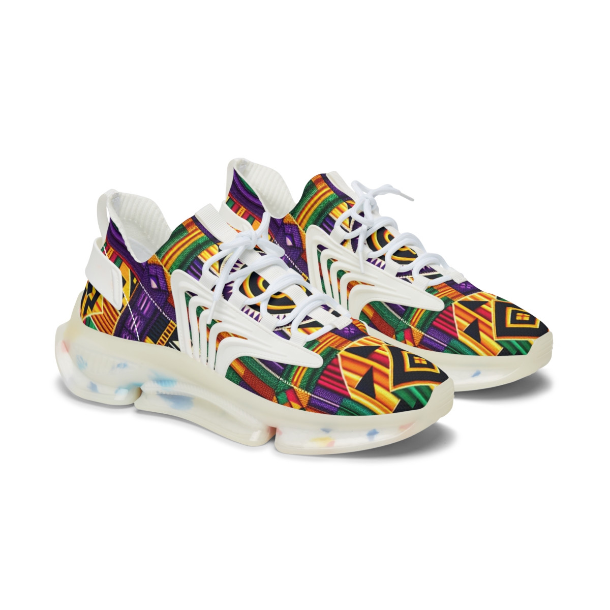 "AfroFusion Kente Kicks" - Women's Mesh Sneaker