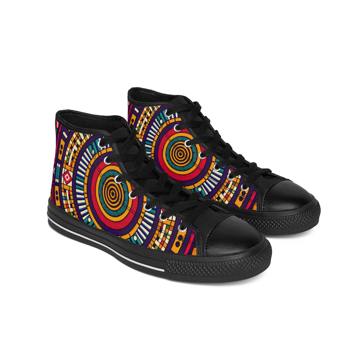 "Heritage Stride: Kente Kicks" - Women's Classic Sneakers