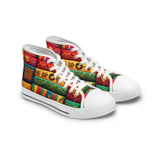 "African Rhythm Kente Kicks" - Womn's High top Sneakers