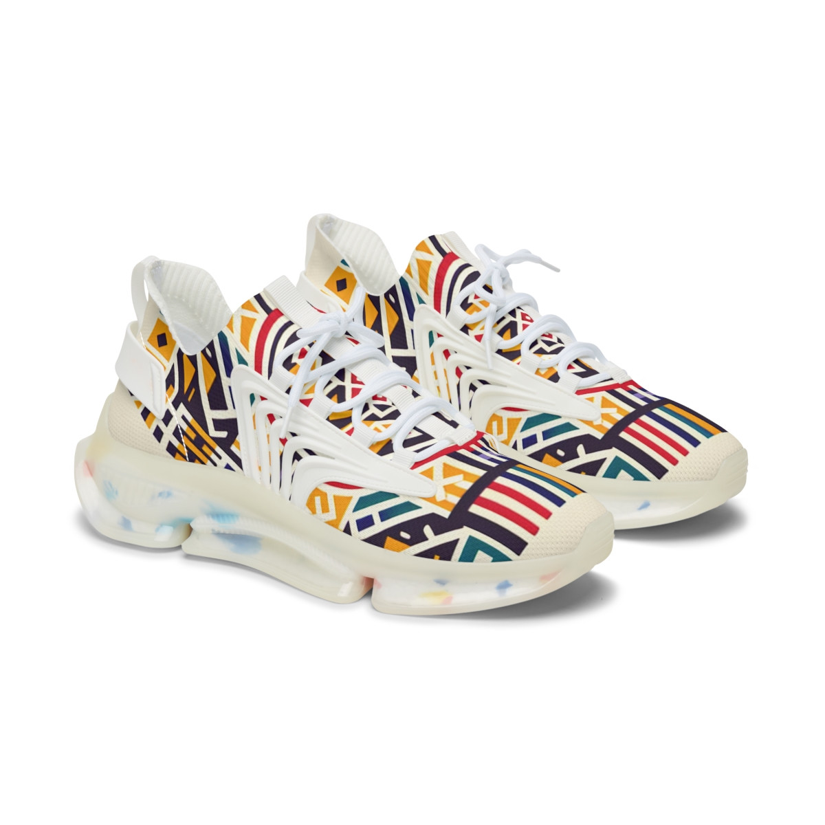 "Heritage Stride: Afrique Kente Kicks" - Women's Mesh Sneaker