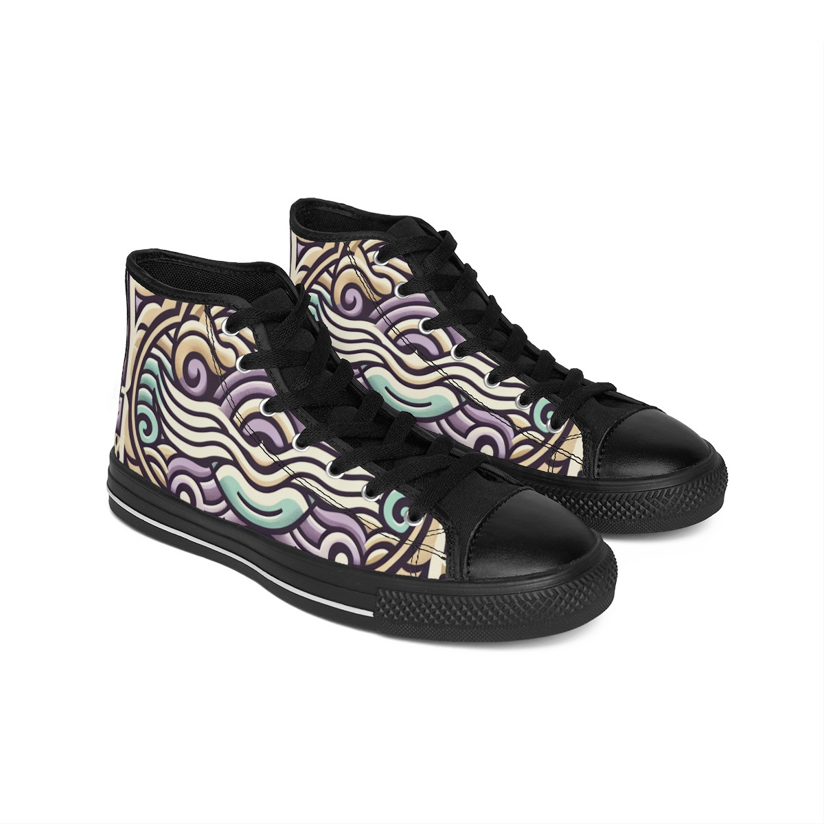 "AfroCentric Rhythms: Kente Kaleidoscope Kicks" - Women's Classic Sneakers