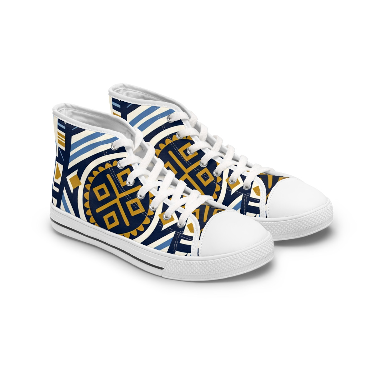 "Heritage Stride: Afrocentric Kente Kicks" - Womn's High top Sneakers