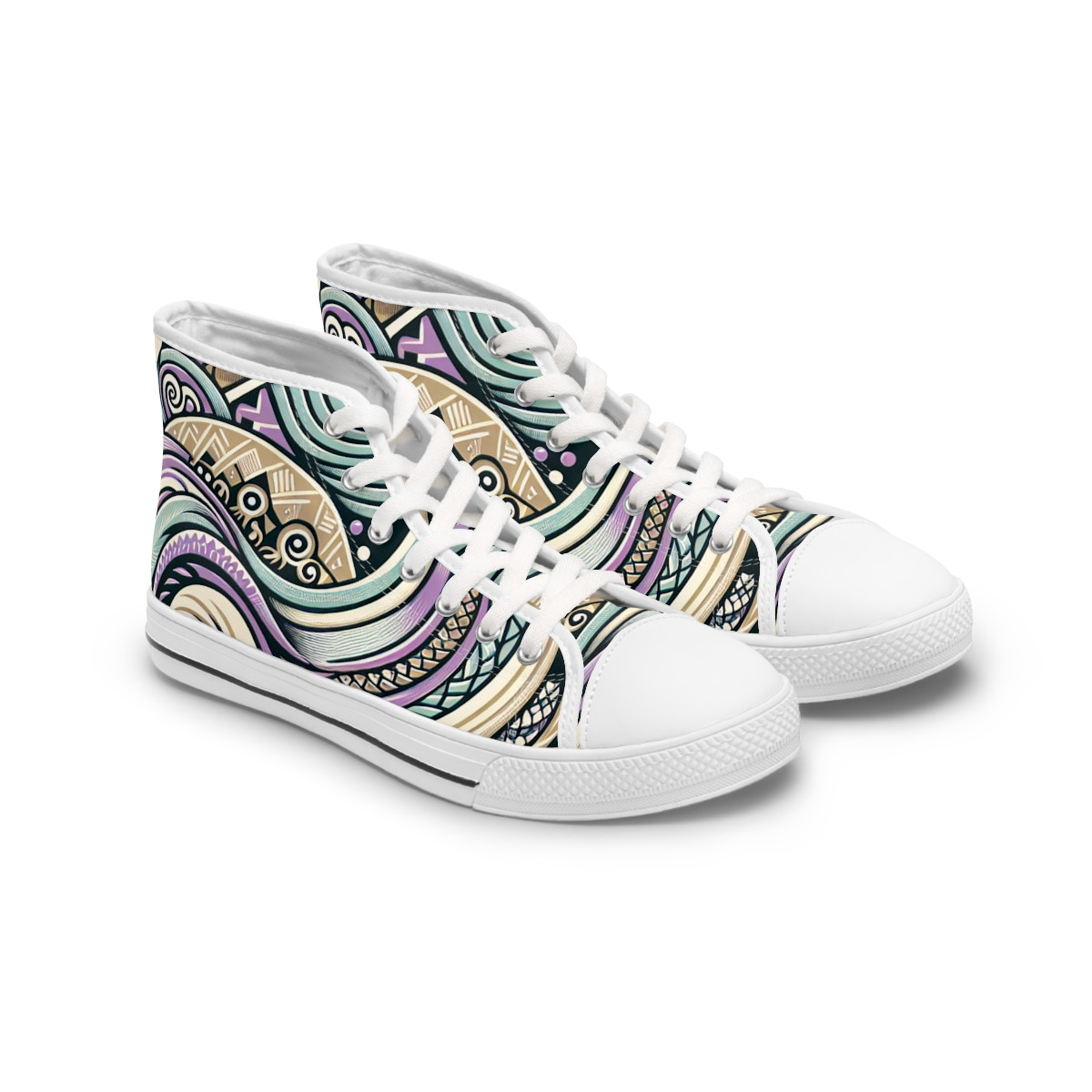 "AfroFusion Kente Kicks" - Womn's High top Sneakers