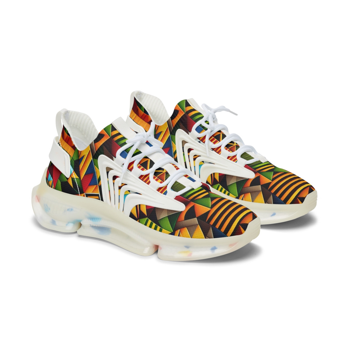 "AfroStride Kaleidoscope Kicks" - Women's Mesh Sneaker