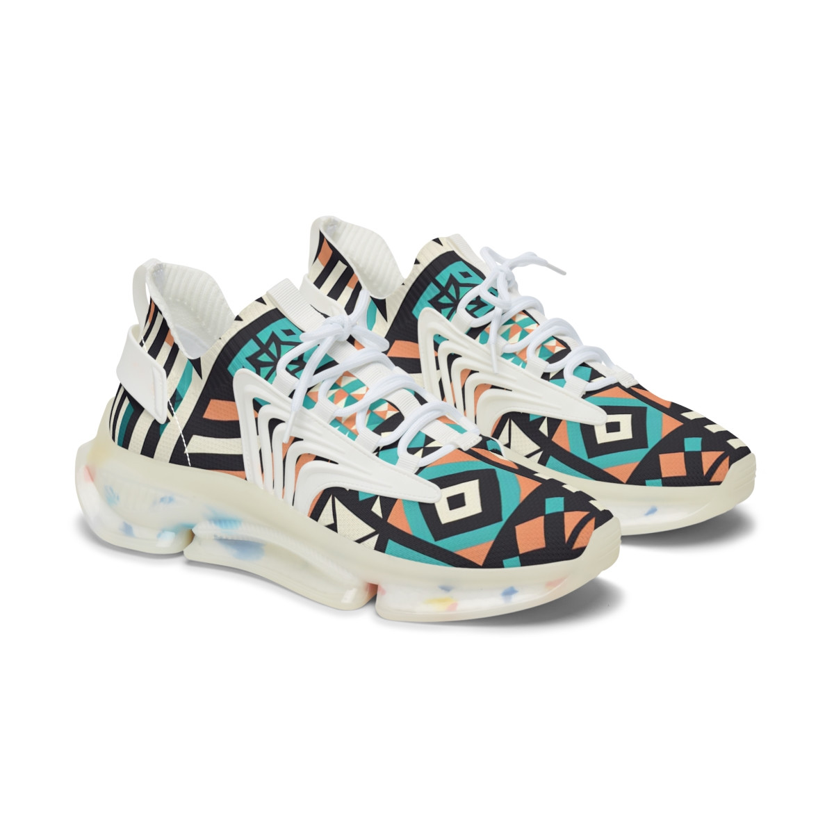 "Heritage Stride: AfroFusion Kente Kicks" - Women's Mesh Sneaker
