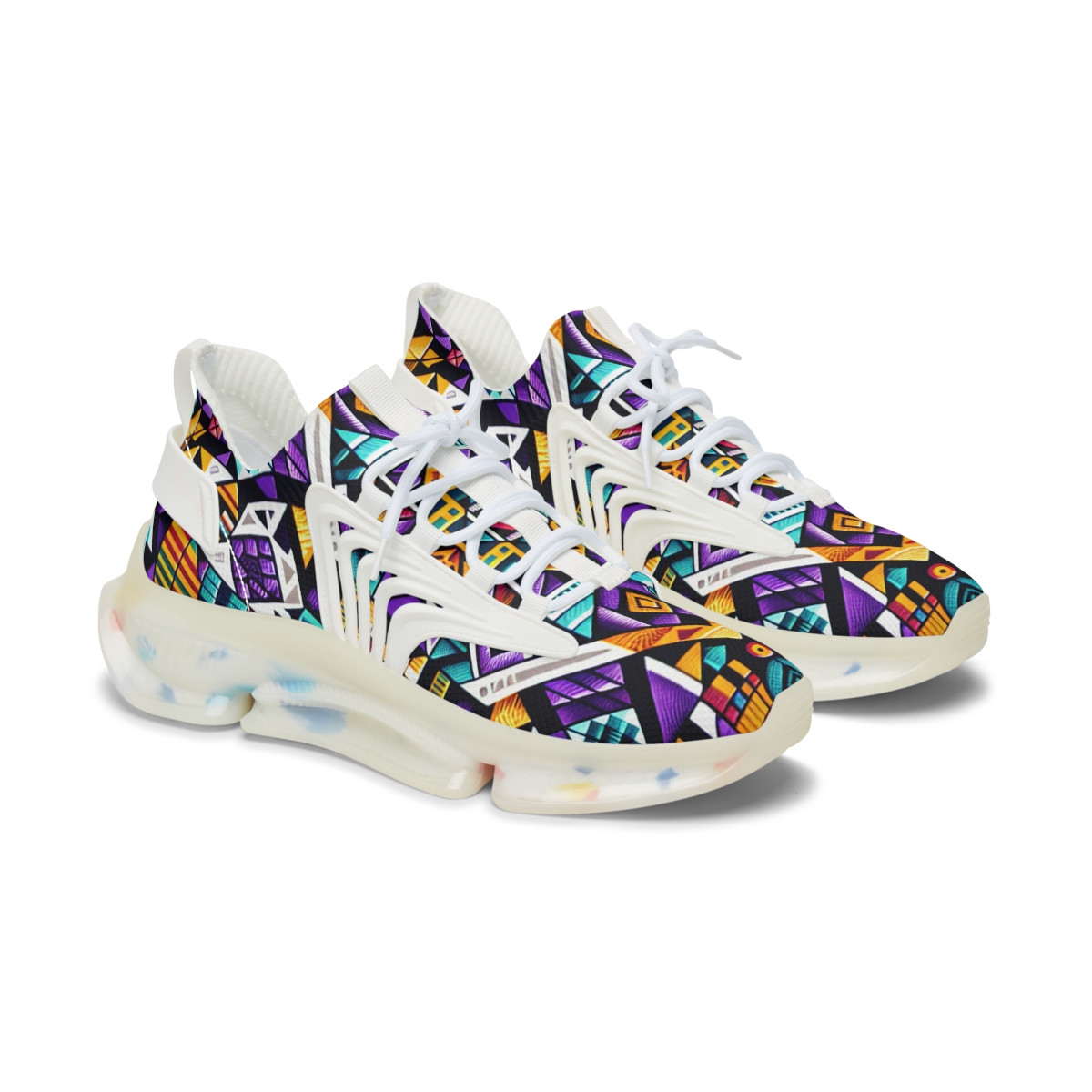 "AfroFusion Kente Kicks" - Women's Mesh Sneaker