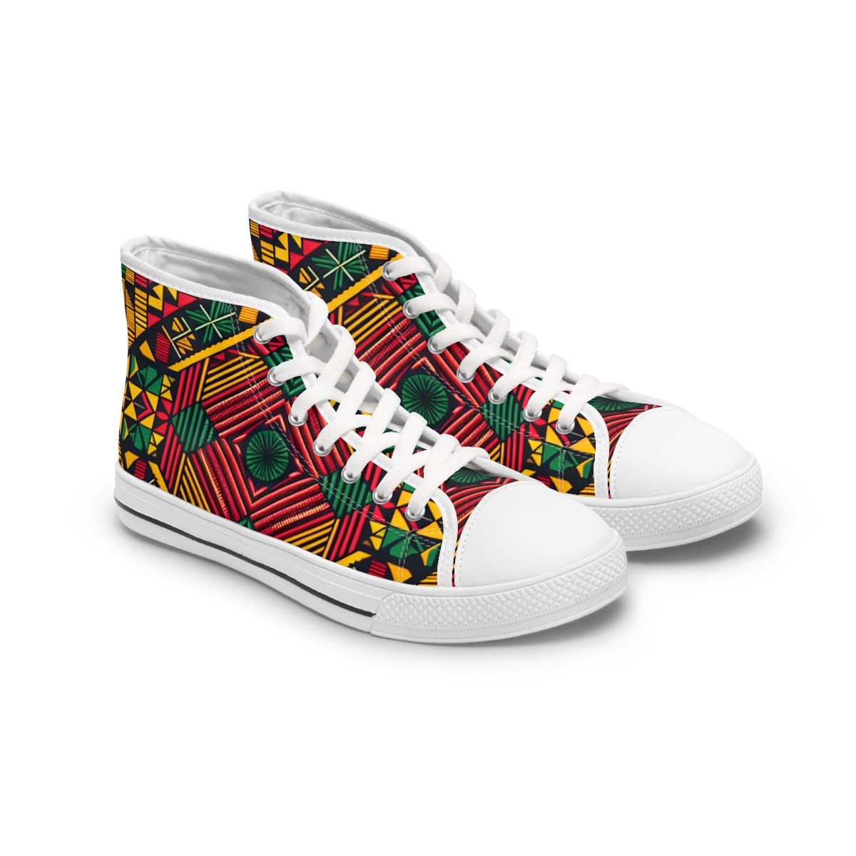 "African Rhythm Kente Kicks" - Womn's High top Sneakers