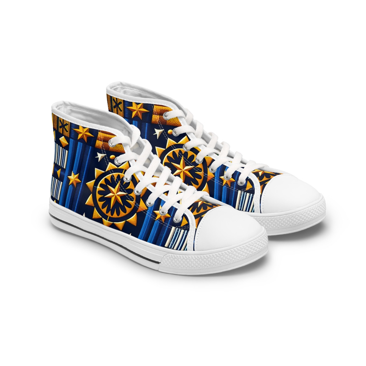 "Afro-Fusion Kente Kicks" - Womn's High top Sneakers