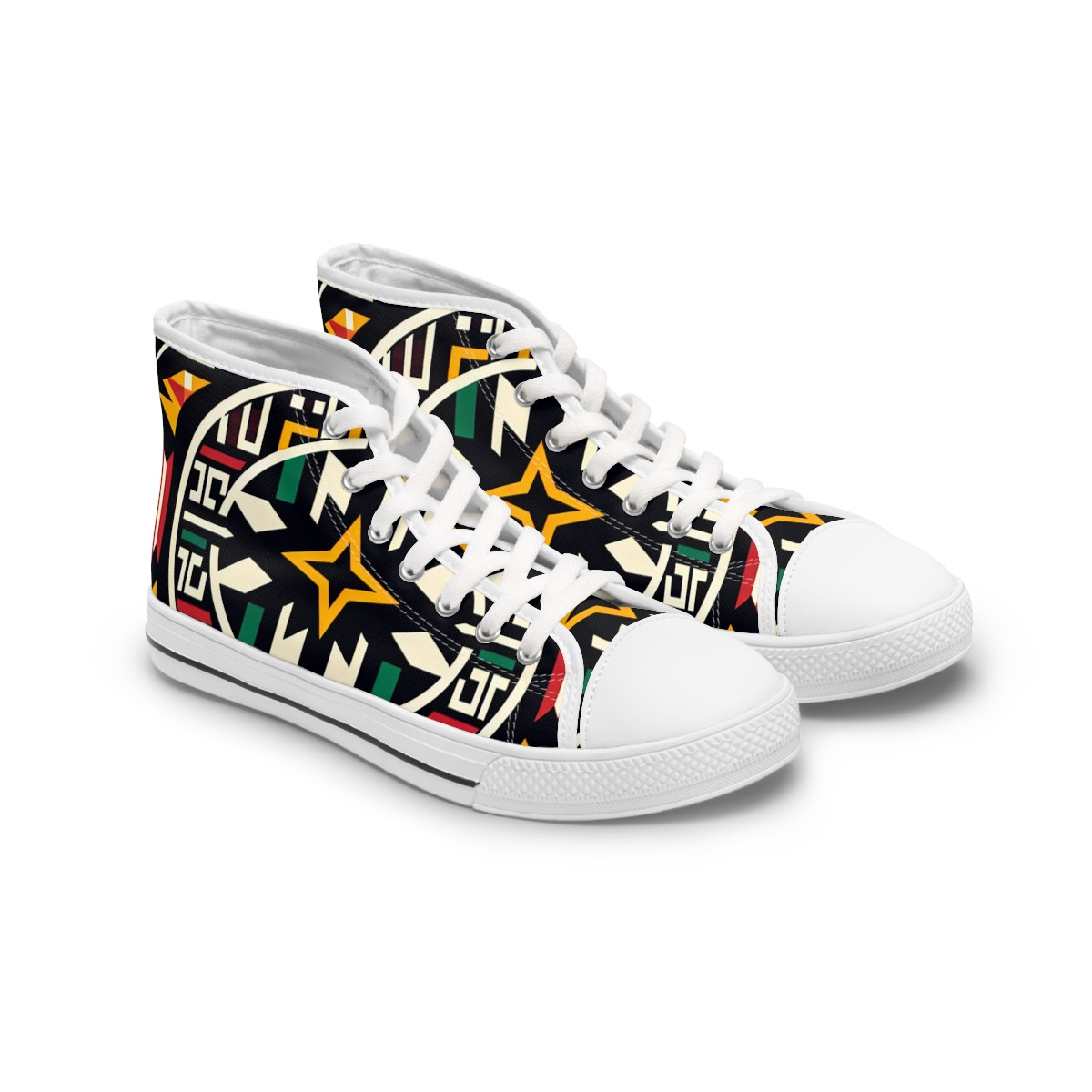 "AfroEclipse Kente Kicks" - Womn's High top Sneakers
