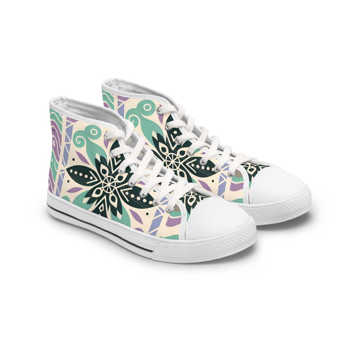 "Afro-Dynamic Kente Kicks" - Womn's High top Sneakers