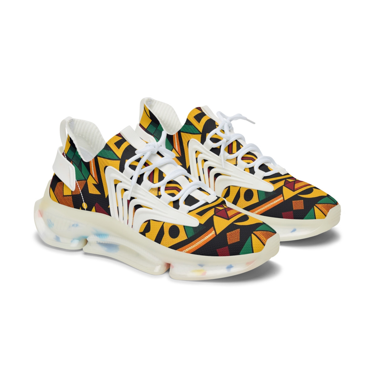 "AfroPulse Kente Kicks" - Women's Mesh Sneaker