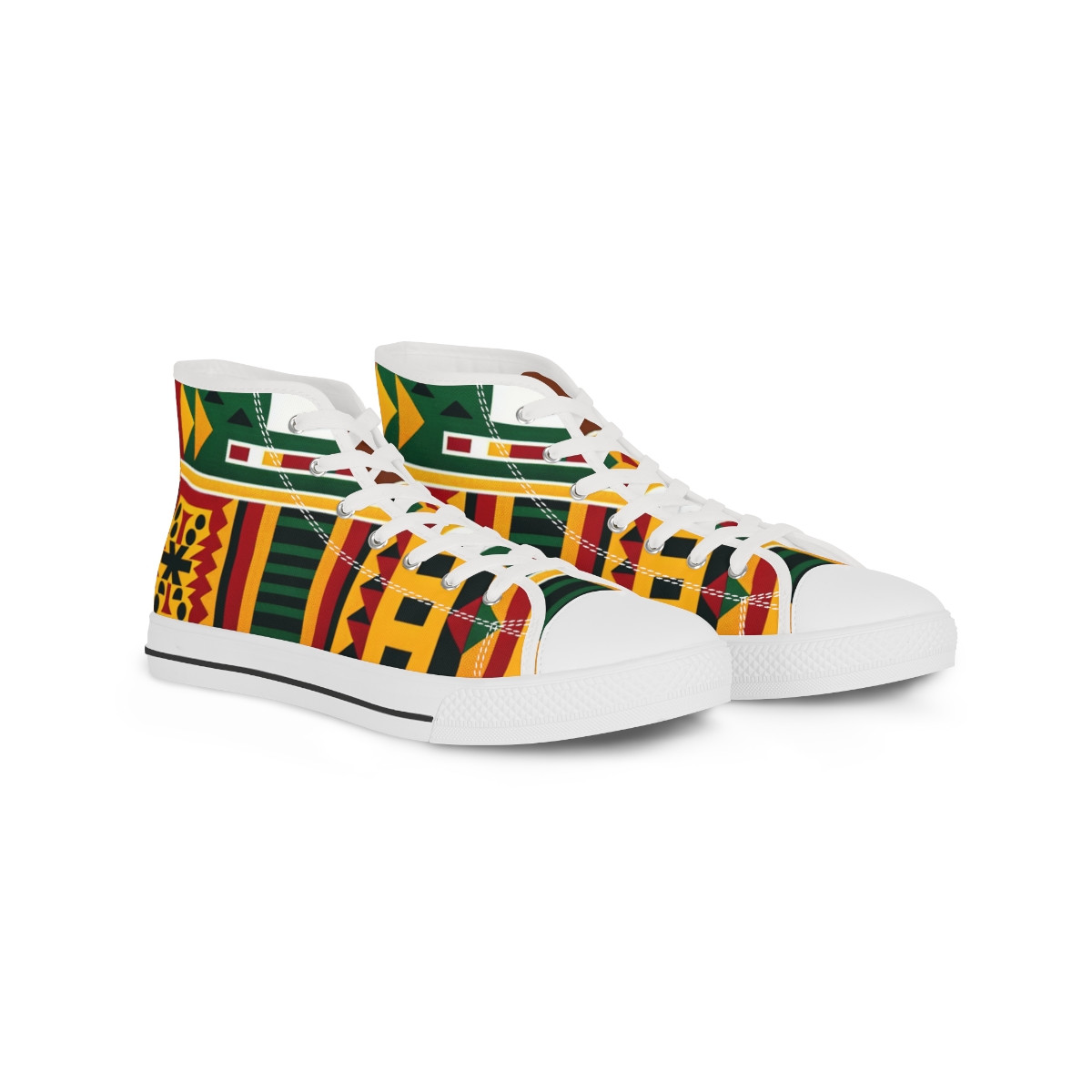 "Heritage Stride: Kente Fusion Sneakers" - Men's High top Sneakers