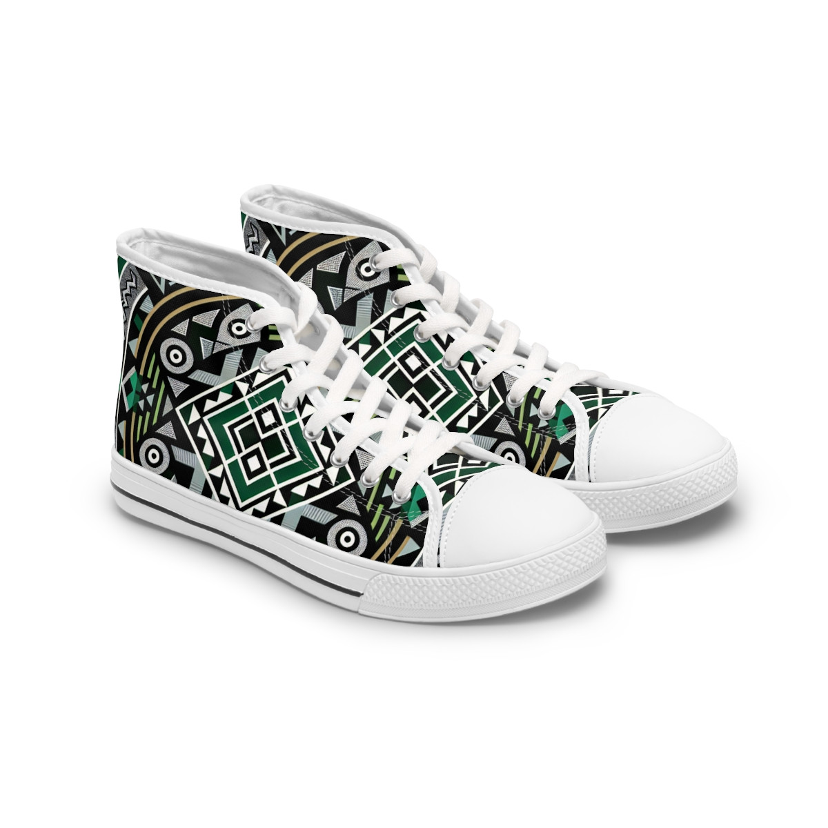 "Kente Kicks: Afrocentric Elegance" - Womn's High top Sneakers
