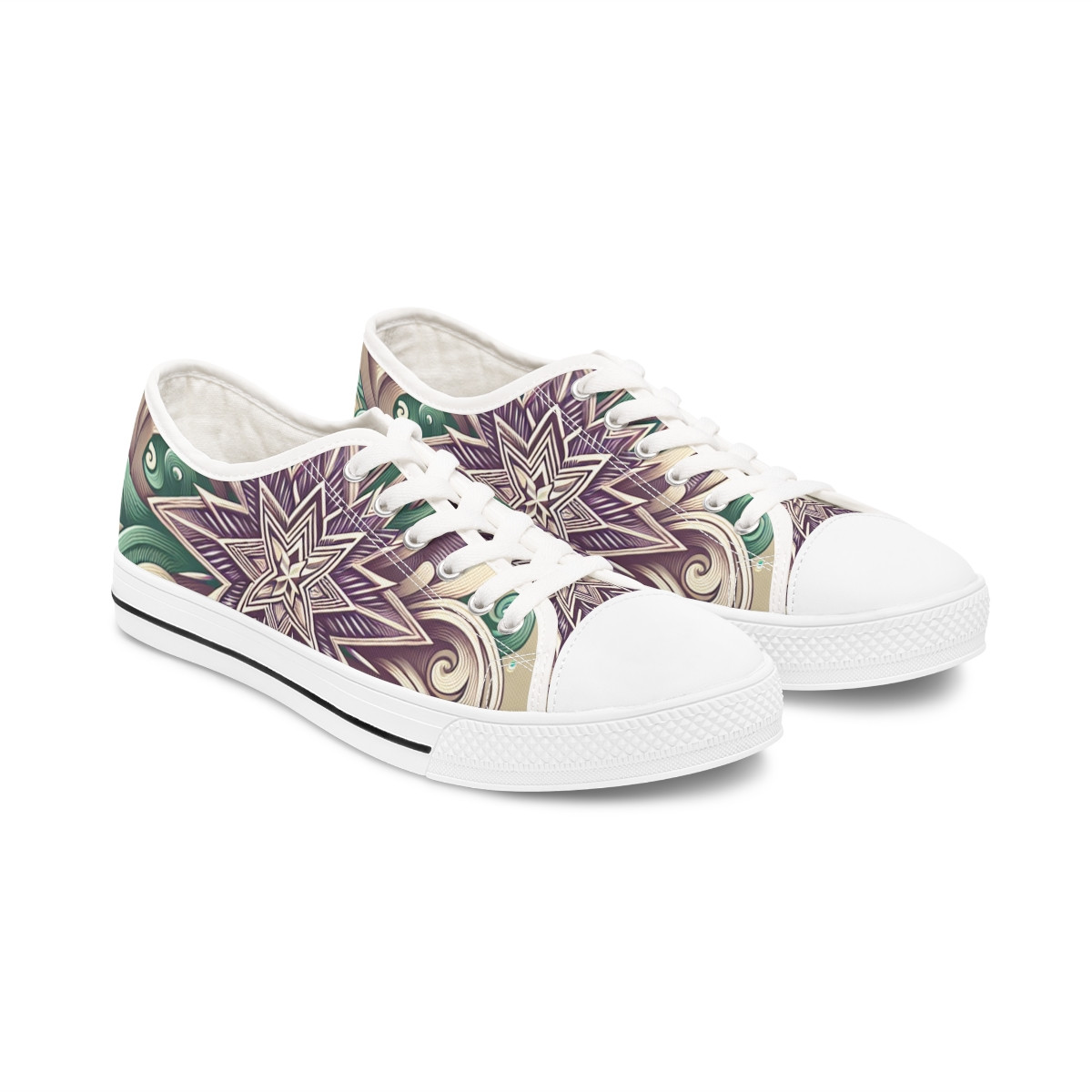 "Heritage Stride: Kente Kaleidoscope Sneakers" - Women's Lowtop Sneakers