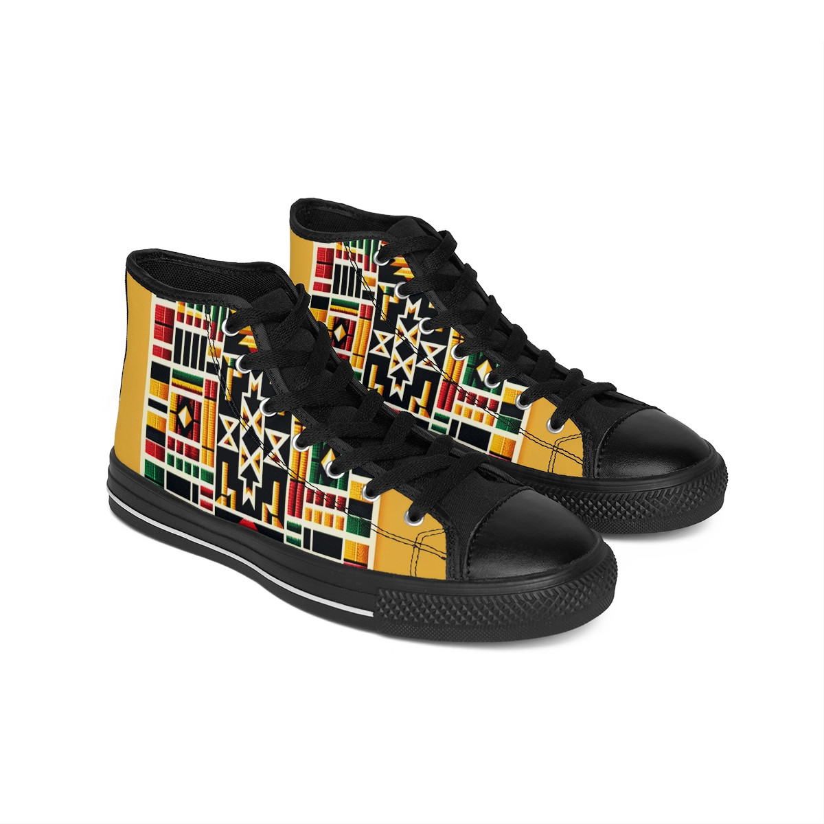 "Afro-Rhythm Kente Kicks" - Women's Classic Sneakers