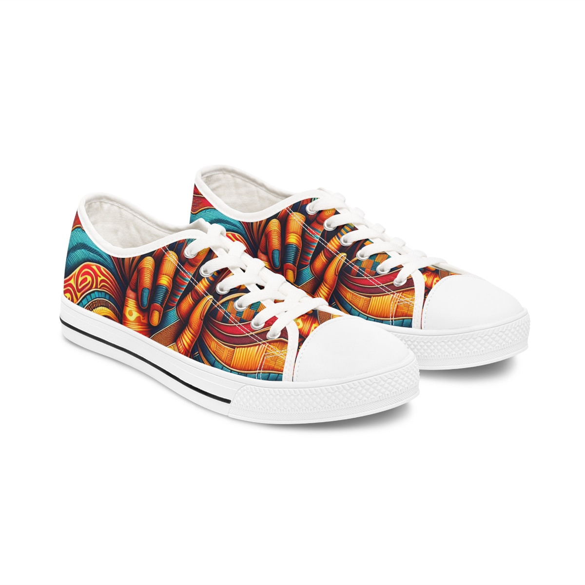 "AfroStride Vibrant Kente Kicks" - Women's Lowtop Sneakers