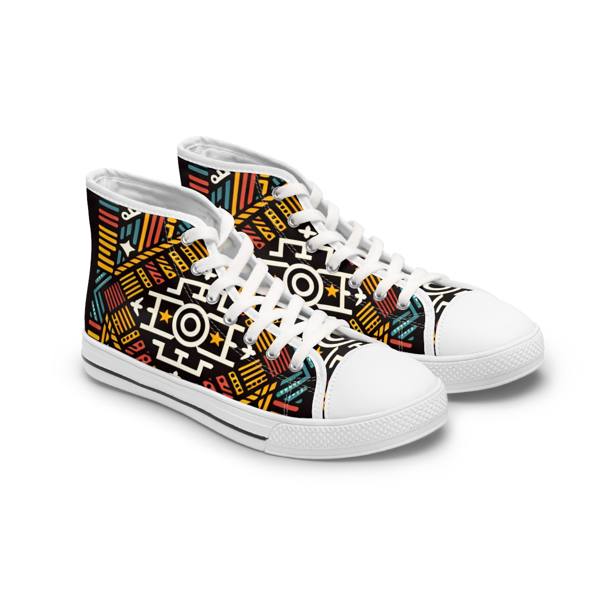 "AfroFusion Kente Kicks" - Womn's High top Sneakers