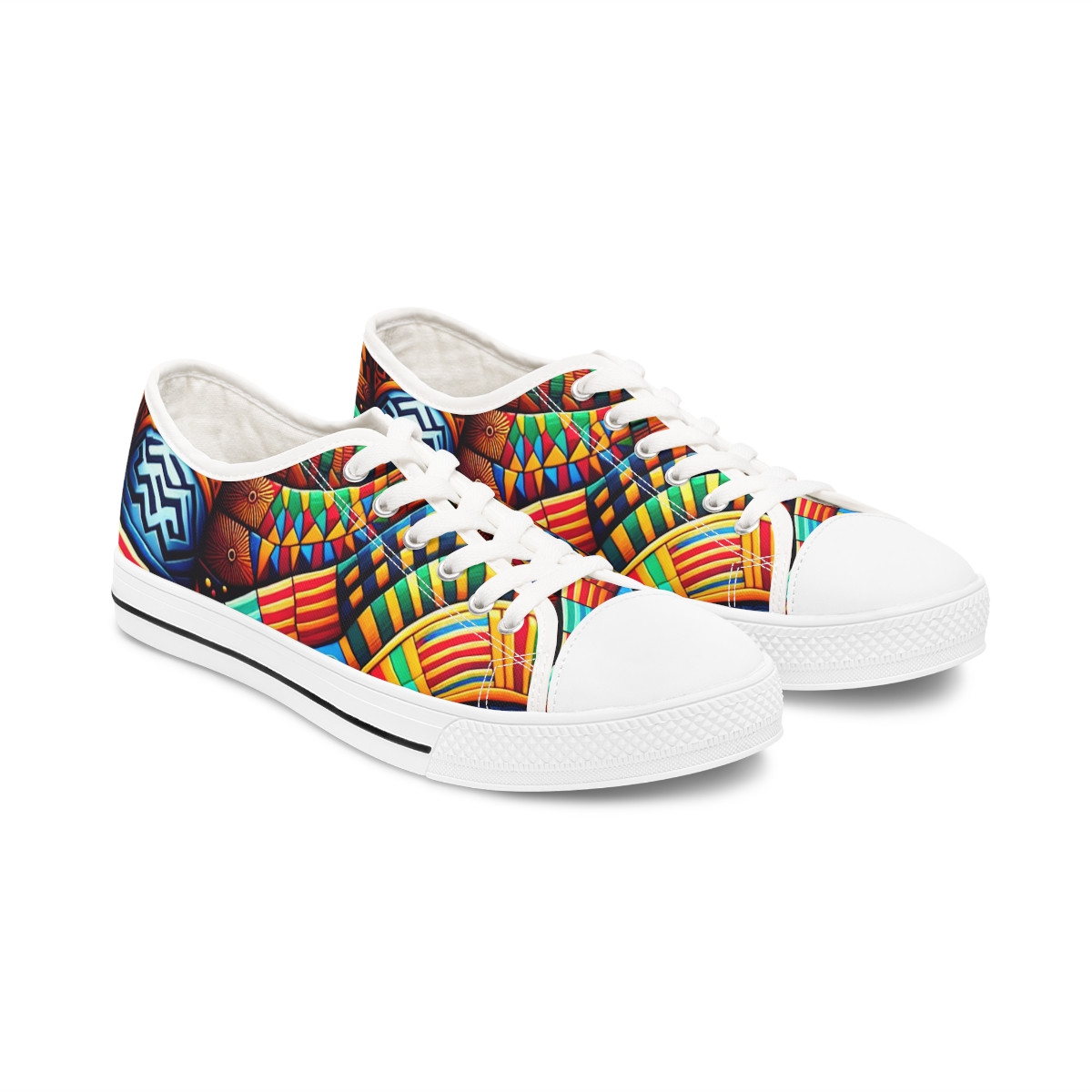 "AfroFusion Kente Kicks" - Women's Lowtop Sneakers