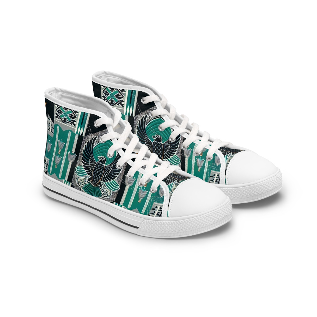 "Kente Kicks: AfroVogue Steps" - Womn's High top Sneakers