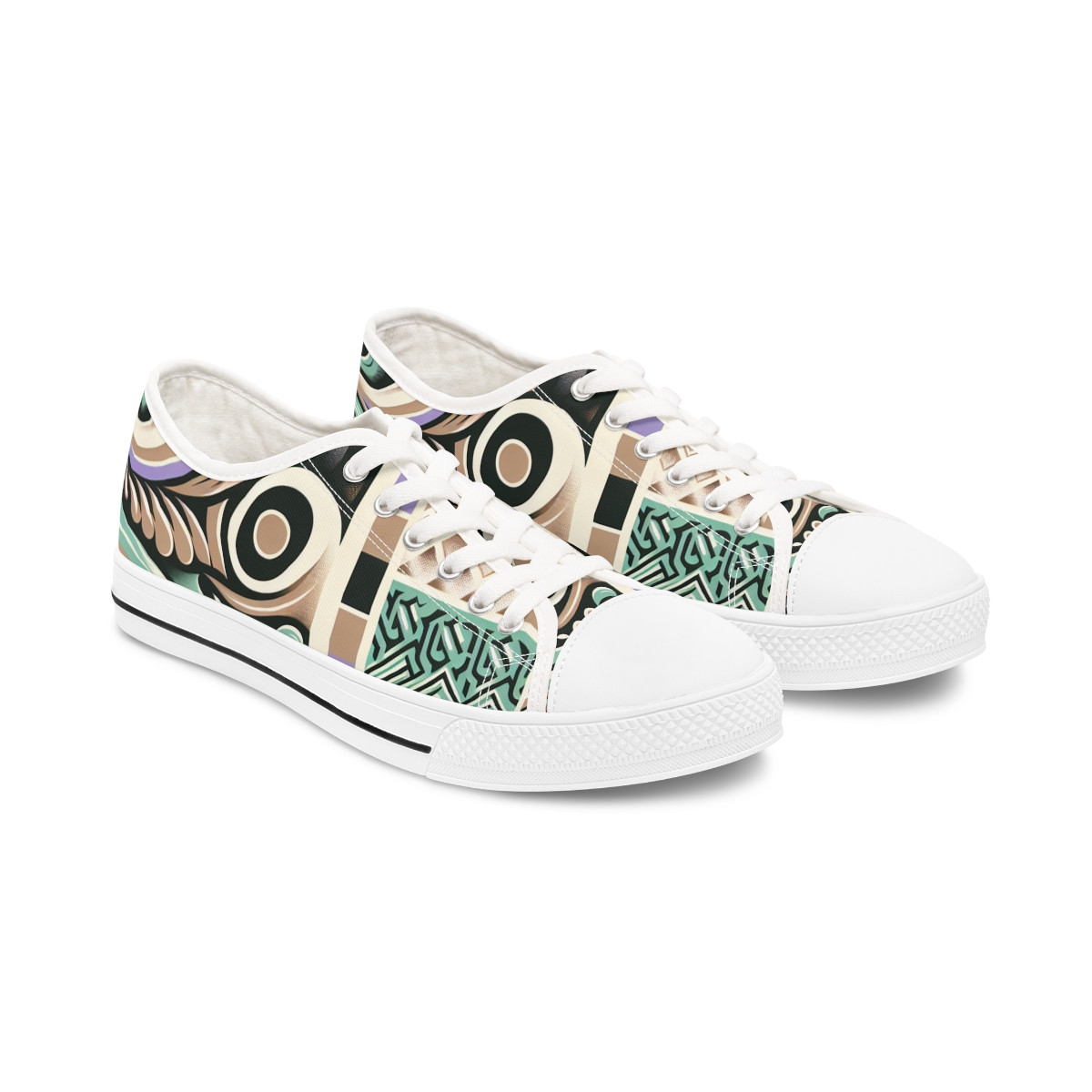 "AfroStride Kente Kicks" - Women's Lowtop Sneakers