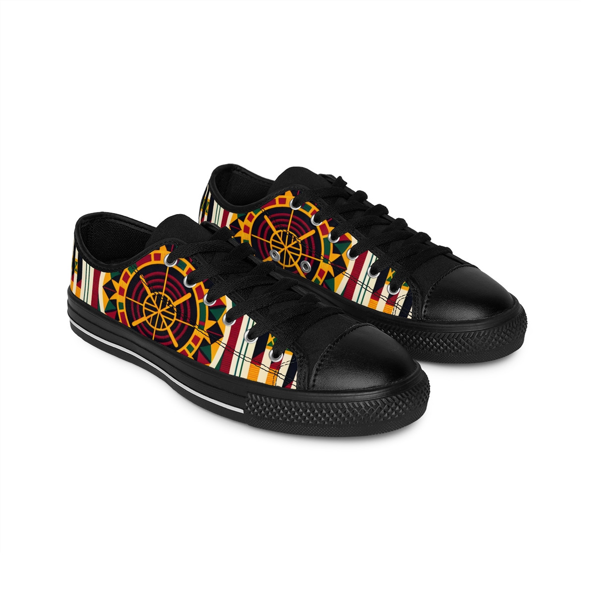 "HeritageStride: Kente Kaleidoscope Sneakers" - Women's Sneakers