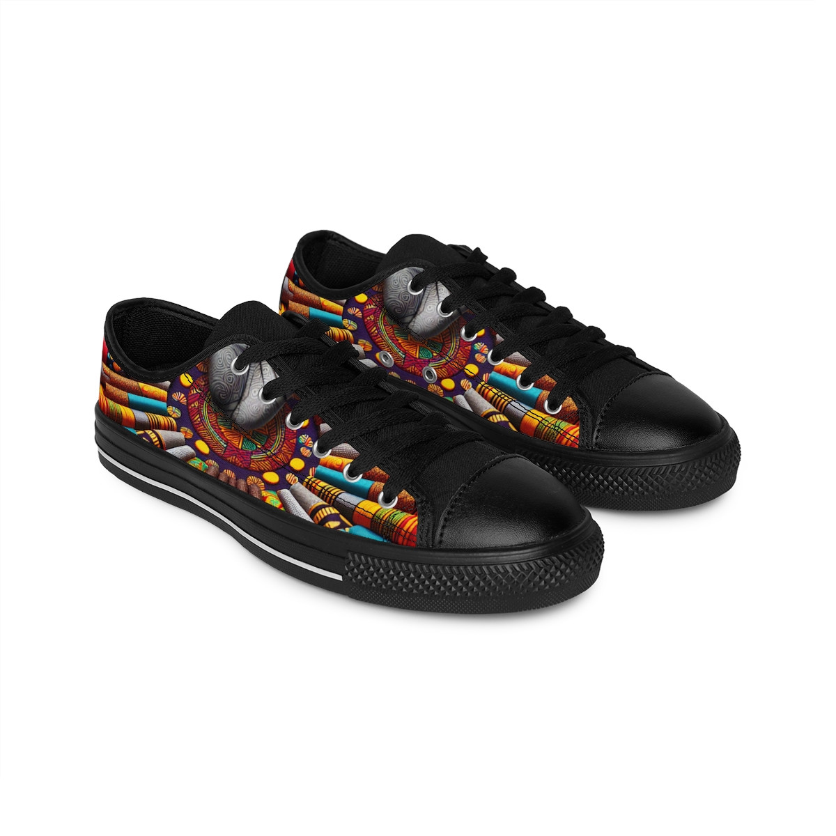"Step in Royalty: Kente Kingdom Sneakers" - Women's Sneakers