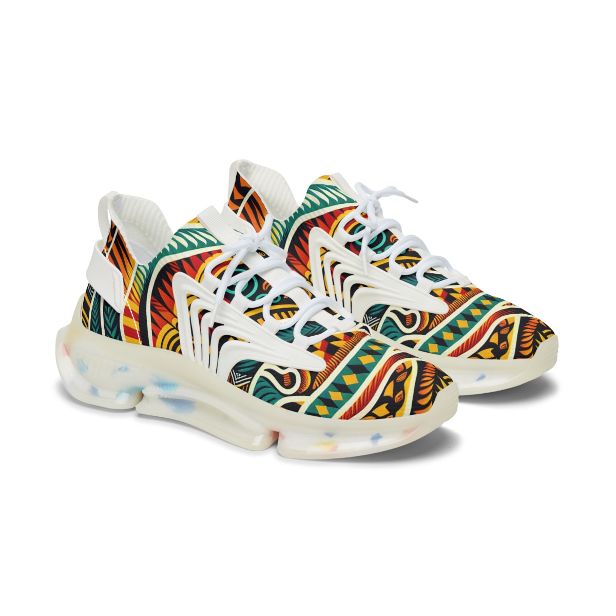 "Heritage Hustle Kente Kicks" - Women's Mesh Sneaker