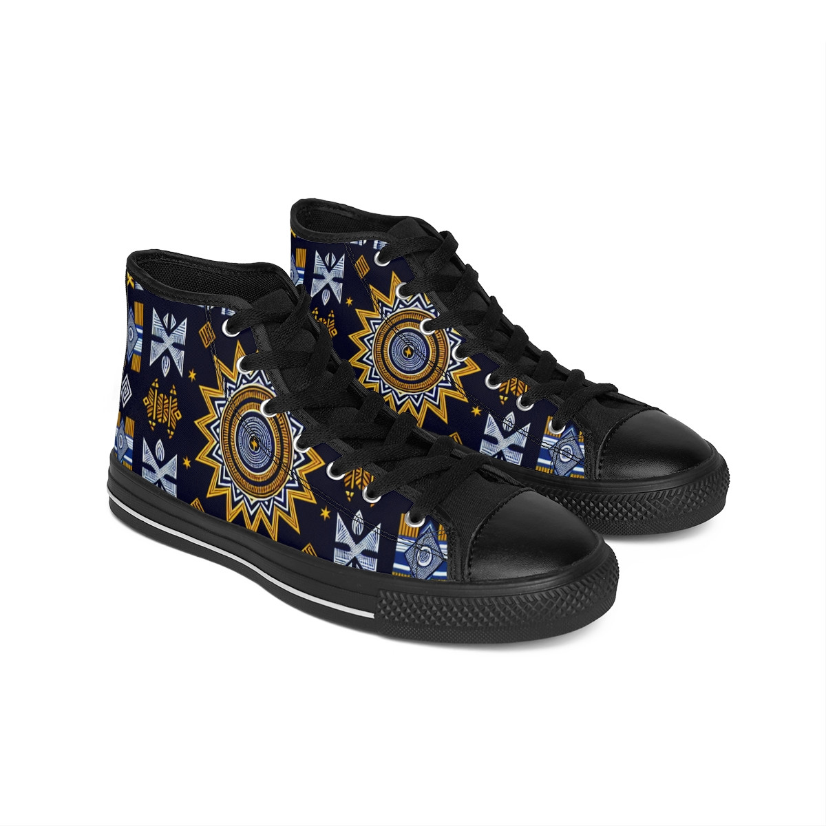 "Heritage Stride: Kente Kaleidoscope Sneakers" - Women's Classic Sneakers